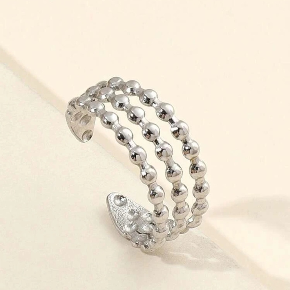 Stainless Steel Adjustable Beaded Ring
